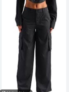 Naked Wardrobe Black Cargo Pants Size Small Wide Leg Snap Hem Utility Pants NWT